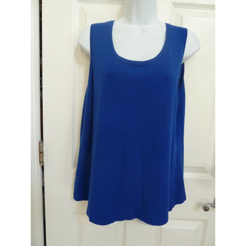 Chico's Size 3 XL Blue Sleeveless Shell Pullover Lightweight Knit Sweater